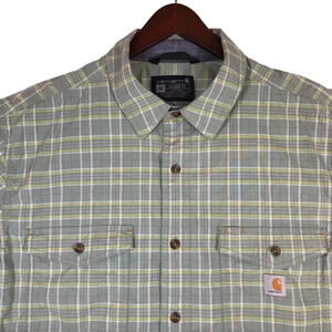 CARHARTT Rugged Flex Relaxed Fit Short Sleeve Button Shirt Mens XL Plaid Cotton